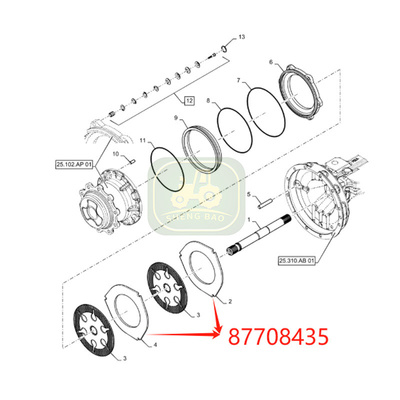 Diferencial del freno delantero 8mm 87708435 Placa de freno para la excavadora