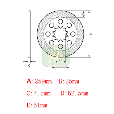 Sistema diferencial 15T 114622C2 Disco de freno para tractor