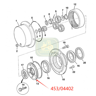 Parte del eje delantero del volante 453/04402 engranaje de anillo para la retroexcavadora JCB