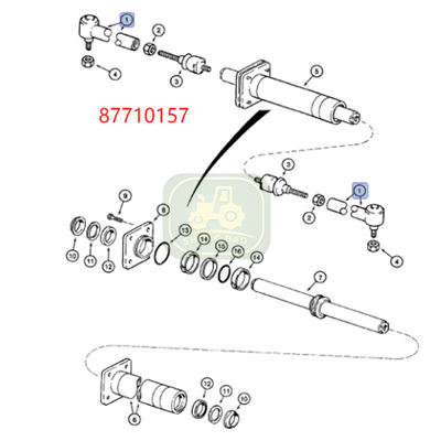 En la parte delantera del eje, el extremo de la barra de la correa 87710157 1704-2011 es el conjunto de bolas para carretillas elevadoras.