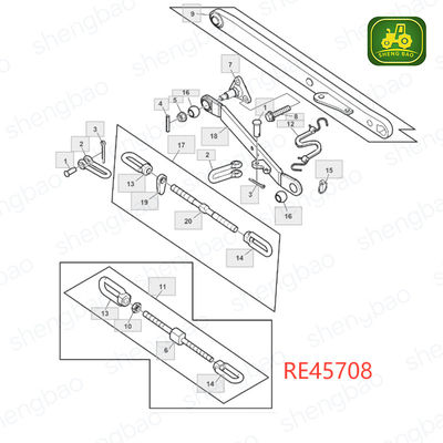 Las partes de enlace de tres puntos RE45708 SJ24944 Cadena de oscilación para tractor