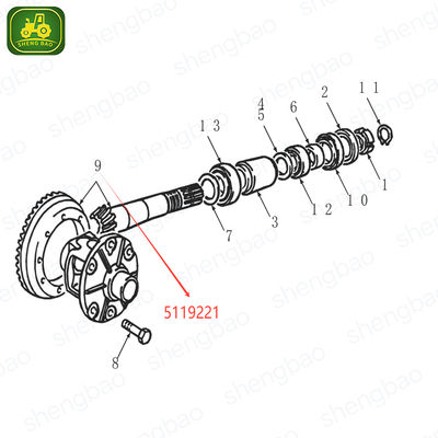 Parte del eje delantero 5119221 Armadura de bisel 9/38T para retroexcavadora