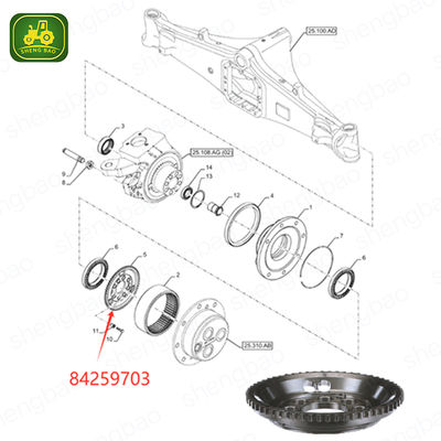 Piezas del eje delantero 84259703 Corona dentada 60T para tractor