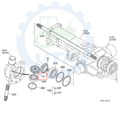 Los recambios del tractor de Kubota afrontan 4WD Axle Bevel Gear Set 18T